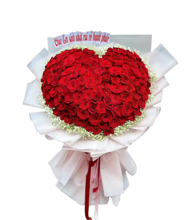 Bó Hoa Hồng Đỏ Trái Tim Say Đắm