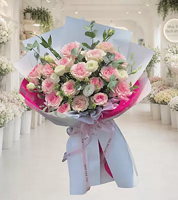 Bó Hoa Hồng Phấn Tươi Thắm