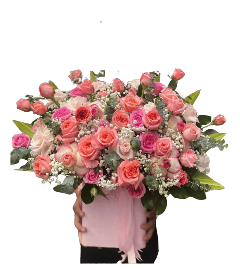 Giỏ Hoa Cam Hồng Tươi Thắm