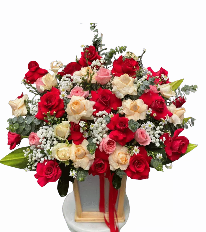 Giỏ Hoa Đỏ Bình An