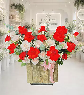 Giỏ Hoa Đỏ Hồng Ngọt Ngào