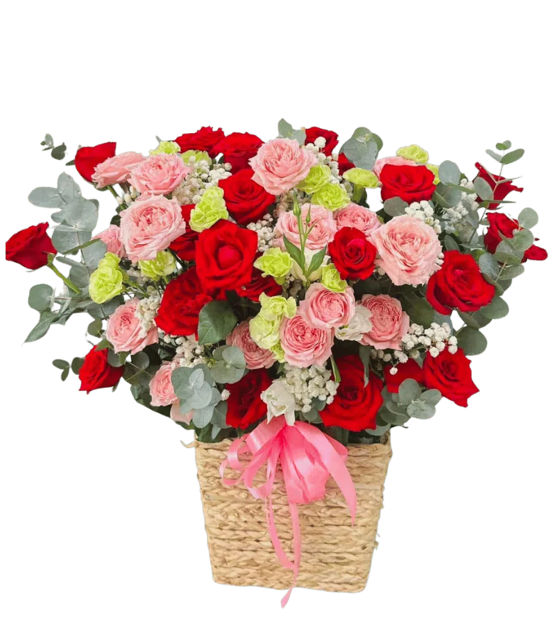 Giỏ Hoa Đỏ Hồng Ngọt Ngào
