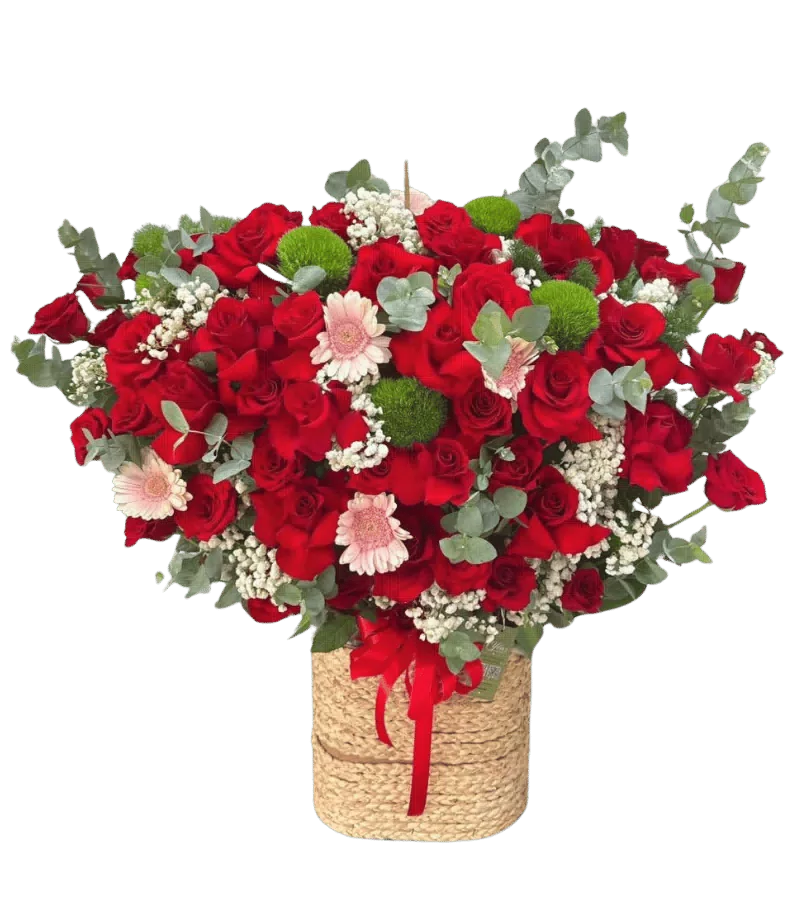 Giỏ Hoa Đỏ Rạng Ngời