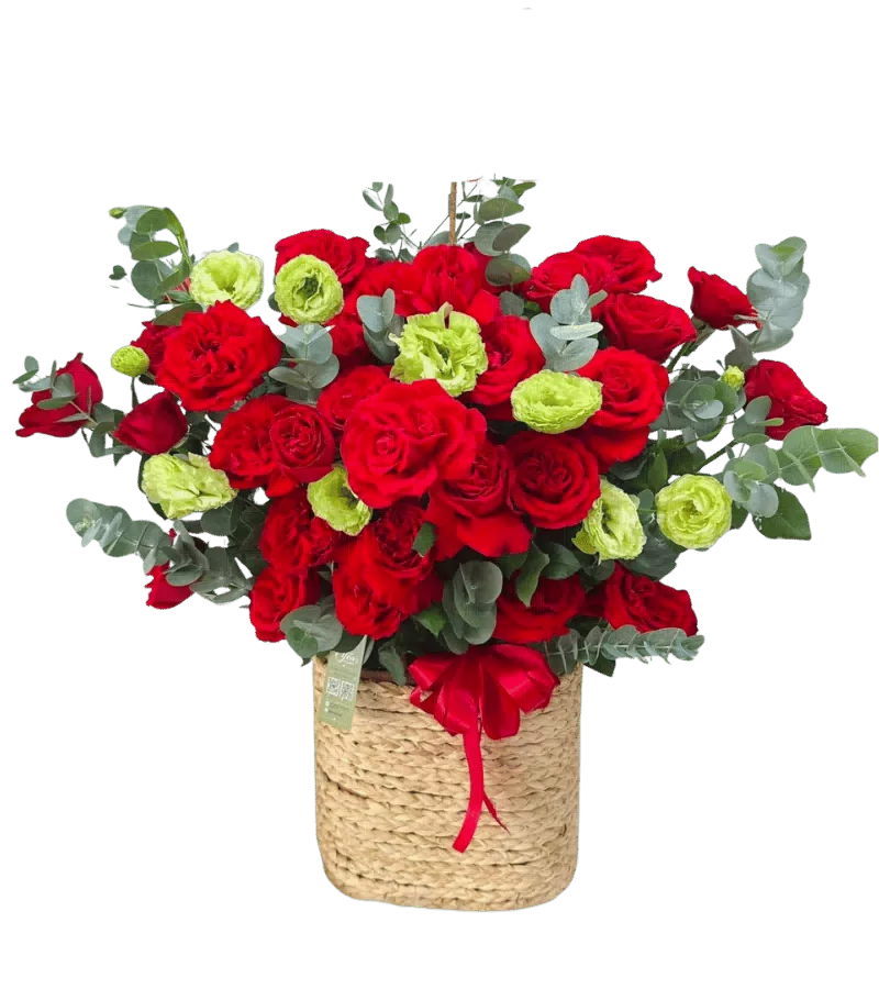 Giỏ Hoa Hồng Đỏ Đủ Đầy
