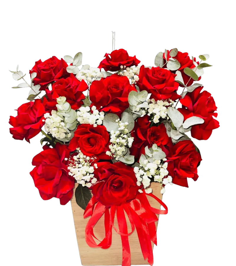 Giỏ Hoa Hồng Đỏ Rạng Ngời