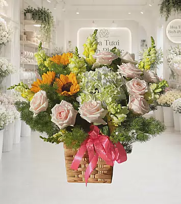 Giỏ Hoa Hướng Dương Sắc Xuân
