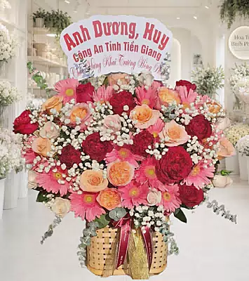 Giỏ Hoa Khai Trương Đủ Đầy