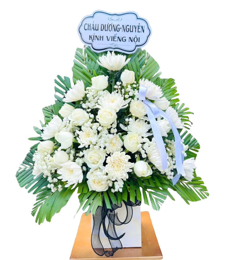 Giỏ Hoa Trắng Kính Viếng