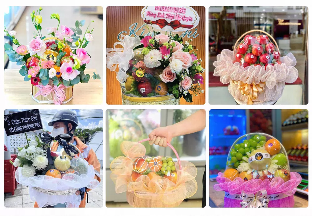 Giỏ trái cây kèm hoa tươi đặt tại Bù Đăng