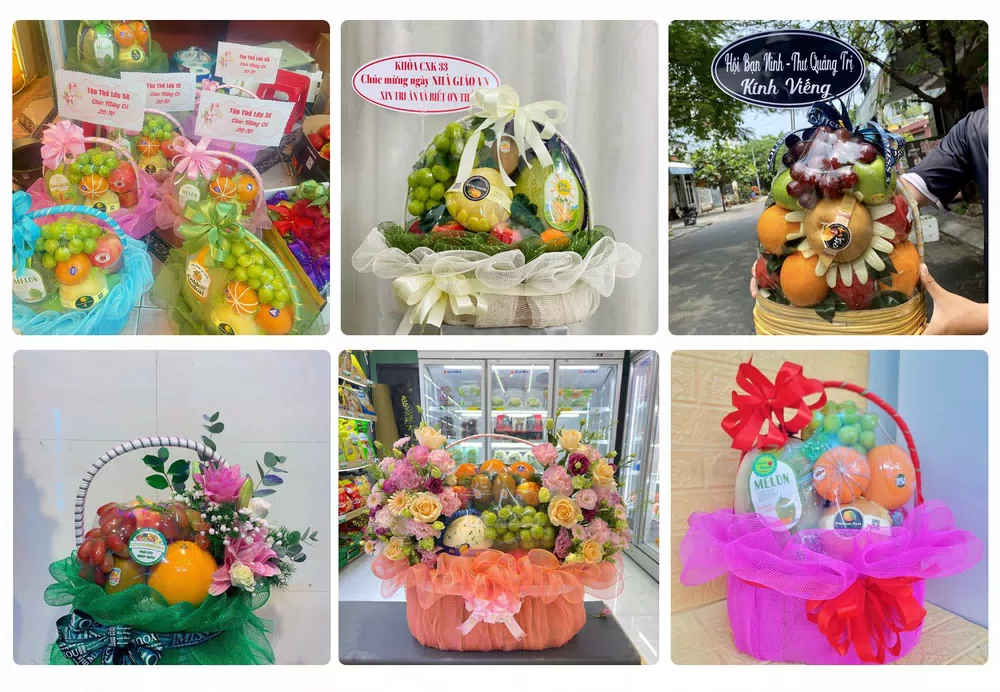 Giỏ trái cây quà tặng kèm hoa tươi đặt tại Bù Gia Mập