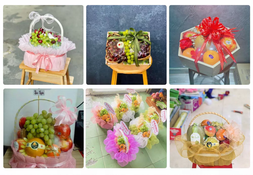 Giỏ trái cây kèm hoa tươi đặt tại Phước Long, Bình Phước