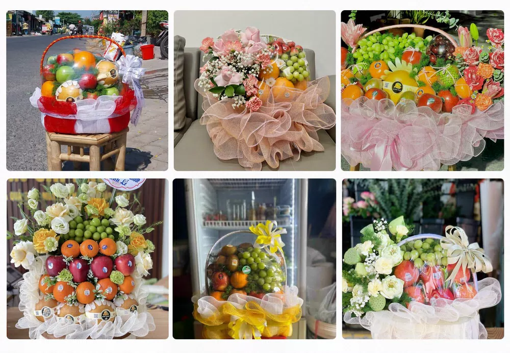 Giỏ trái cây kèm hoa tươi đặt tại Bù Đốp, Bình Phước