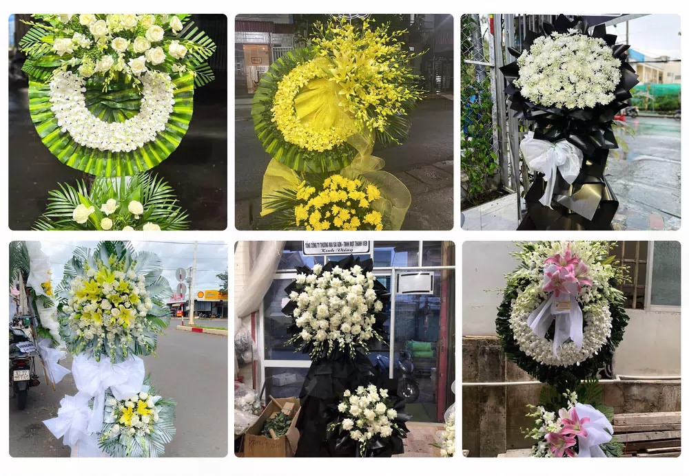 Vòng hoa viếng và băng tang đúng lễ tại Bù Gia Mập