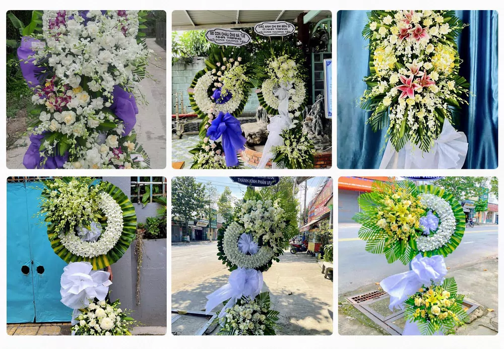 Băng rôn hoa chia buồn Phú Riềng, Bình Phước