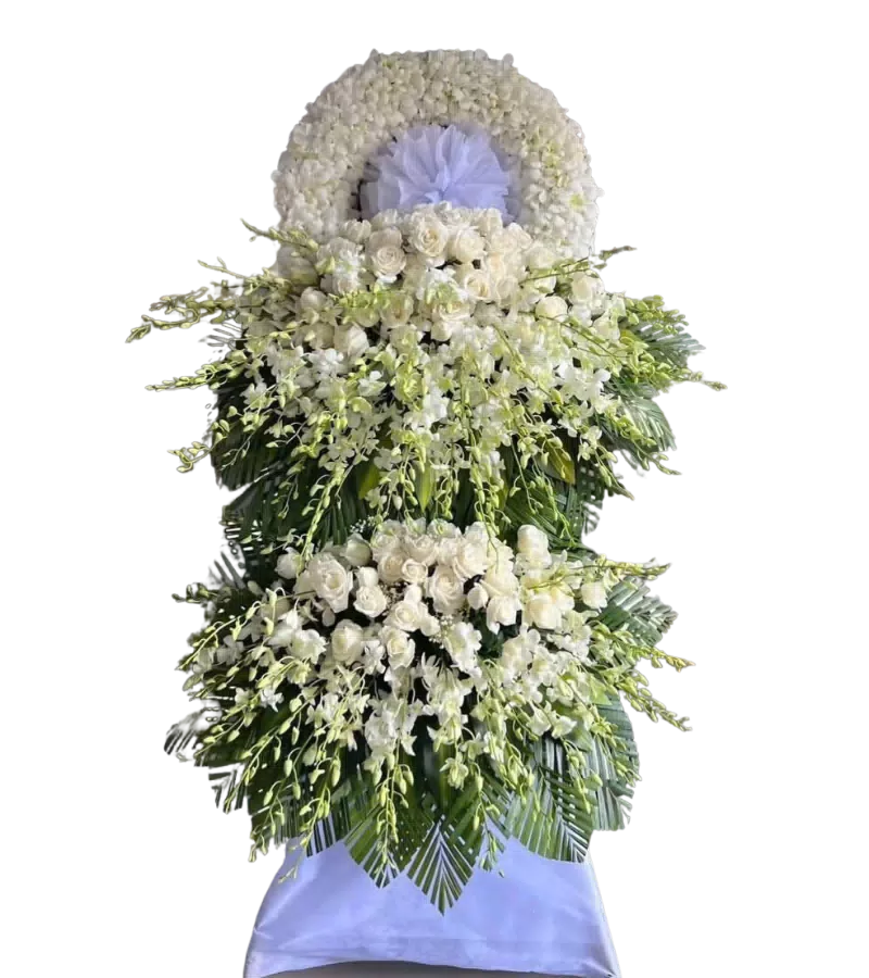 Kệ Hoa Hồng Trắng Tiễn Biệt