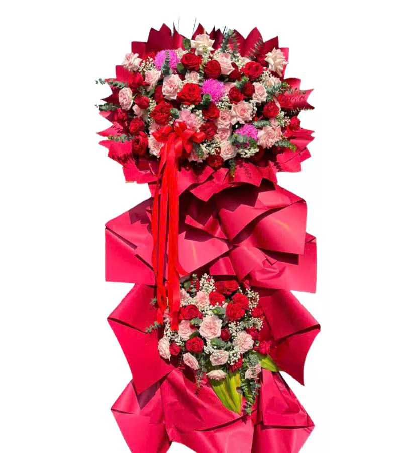 Kệ Hoa Khai Trương Đỏ Hồng Nổi Bật