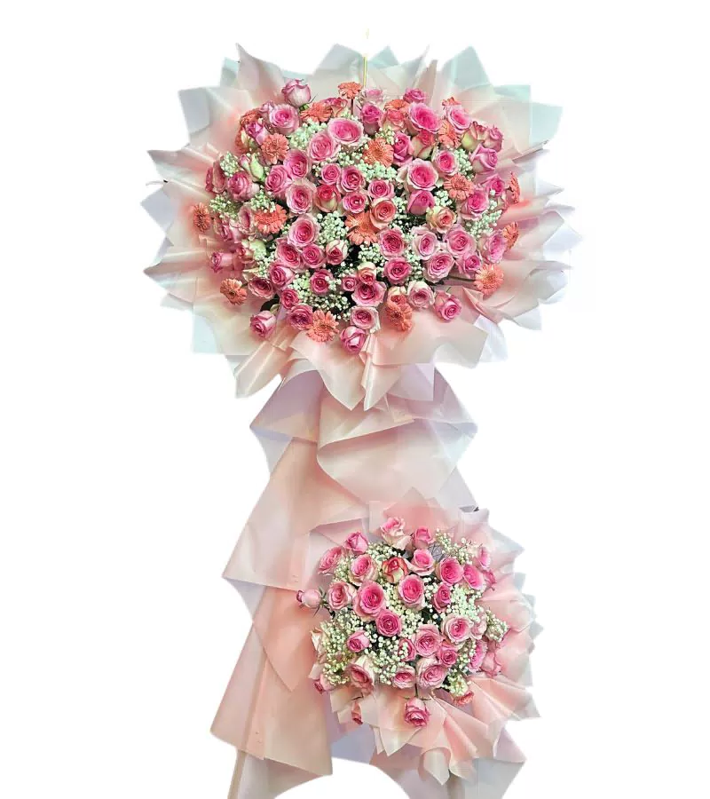 Kệ Hoa Khai Trương Hồng Cam Gerbera