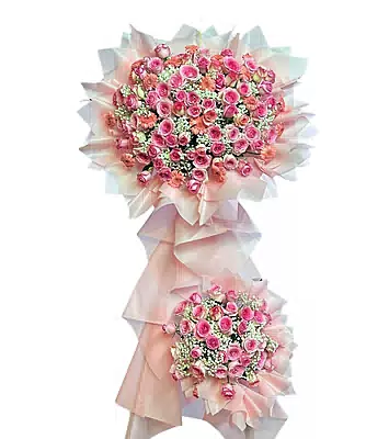 Kệ Hoa Khai Trương Hồng Cam Gerbera