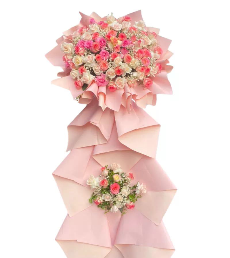 Kệ Hoa Khai Trương Hồng Pastel 2 Tầng