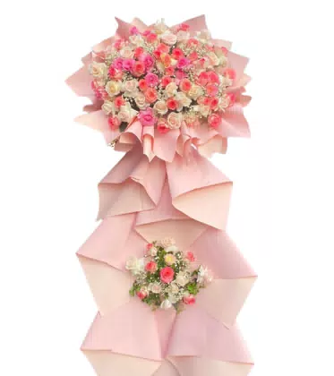 Kệ Hoa Khai Trương Hồng Pastel 2 Tầng