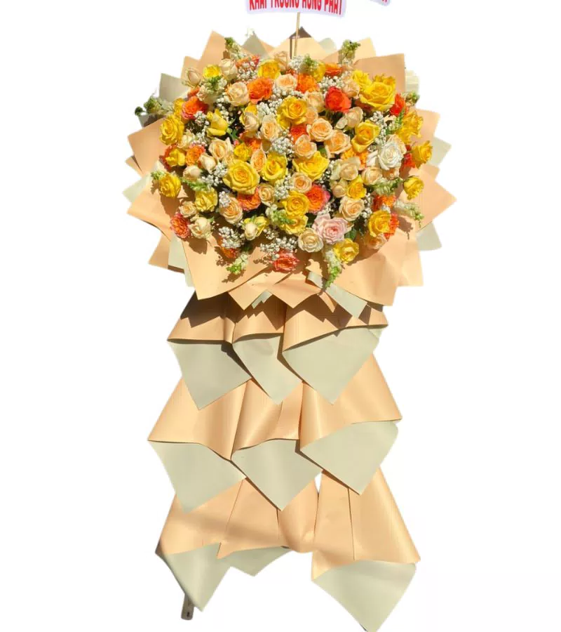 Kệ Hoa Khai Trương Hồng Vàng Cam Sang Trọng