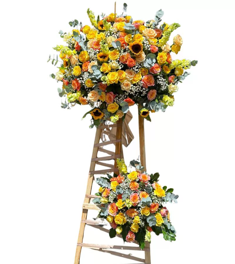 Kệ Hoa Khai Trương Hướng Dương Vàng Cam Sang Trọng