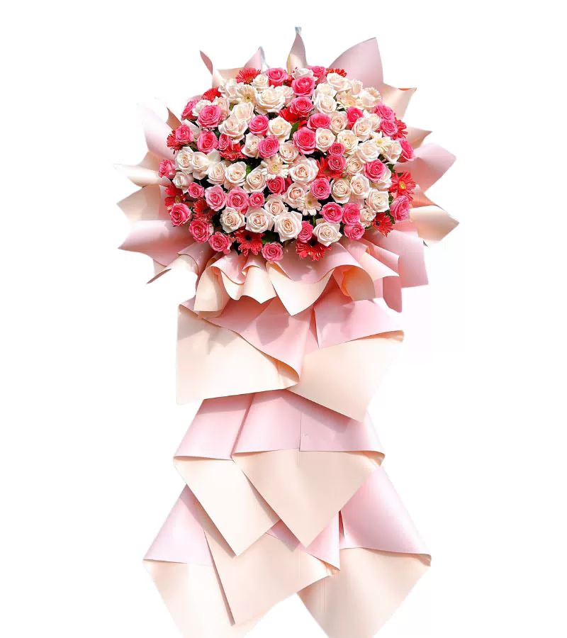 Kệ Hoa Khai Trương Tone Hồng 1 Tầng