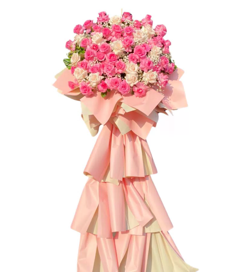 Kệ Hoa Khai Trương Tone Hồng Dễ Thương