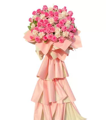Kệ Hoa Khai Trương Tone Hồng Dễ Thương