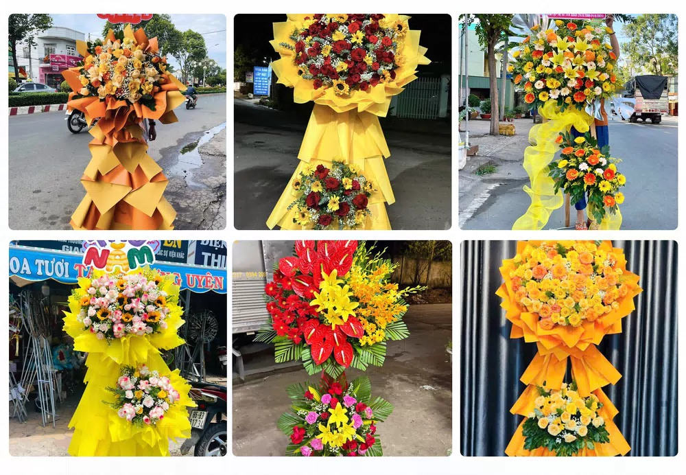Hoa khai trương tông đỏ vàng cam tại Hớn Quản, Bình Phước