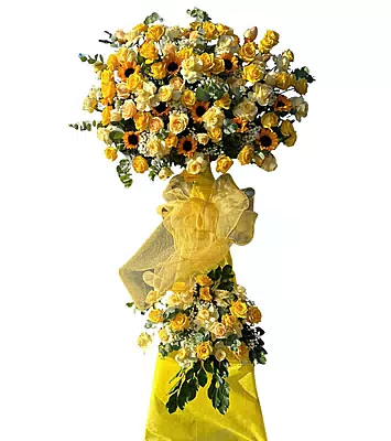 Kệ Hoa Khai Trương Vàng Hướng Dương Lưới Sang Trọng