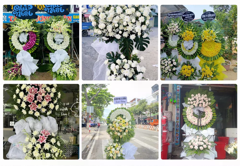Vòng hoa đám tang Đồng Phú tông trắng